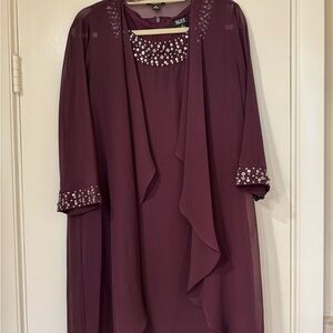 SLNY Deep Purple Dress with Shimmering Accents